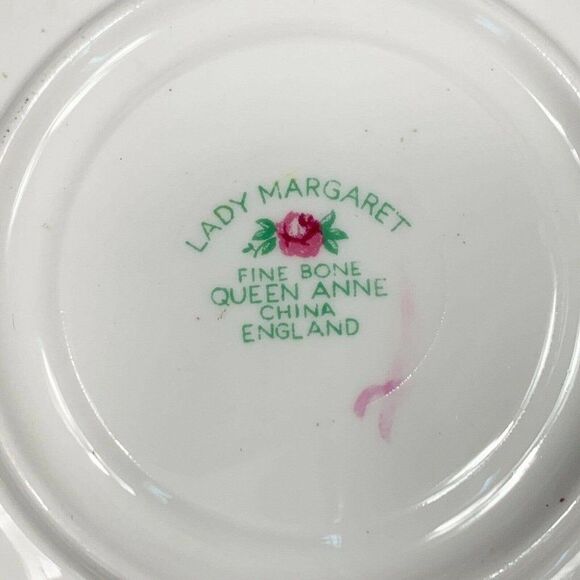 Lady Margaret Tea Cup & Saucer Fine Bone Queen Anne China Roses Print England - Picture 12 of 12